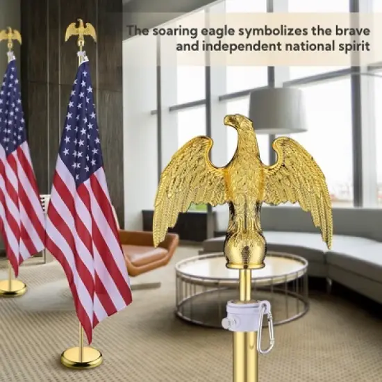 Yescom 2 Pack 6 Ft Sectional Indoor Flag Pole Kit Base Eagle Aluminum 3x5 Ft US Flag Gold image {7}