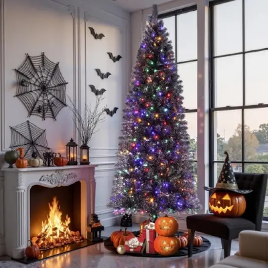 4.5/6/7.5/9 FT Artificial Christmas Tree, Christmas Tree with Decoration, Metal Base Easy Assembly for Home, Office, Party, Holiday Decor image {13}