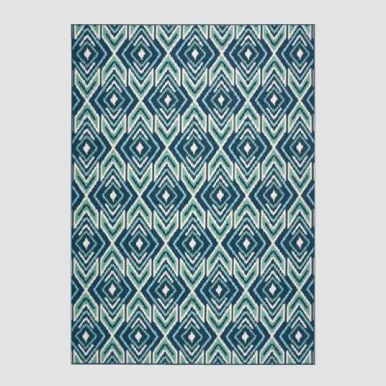 Myrtle Geometric Outdoor Rug Navy/Green - Christopher Knight Home image {6}