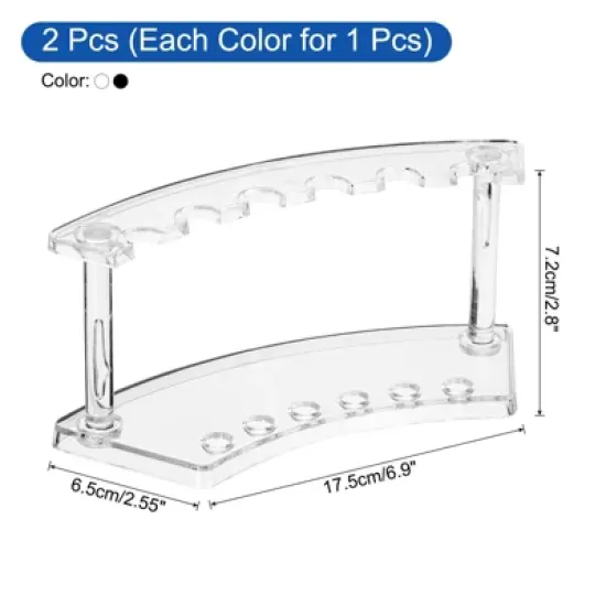 Unique Bargains 6-Slot Vertical and Horizontal Pen Holder Display Stand Clear/Black 2 Pcs image {1}