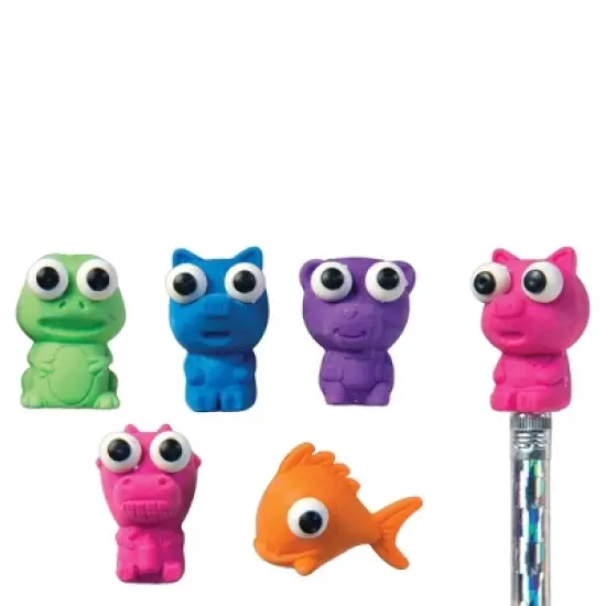 Quirky & Cute! Here's Looking At You Animal Eraser Toppers (10 Pack) image {1}