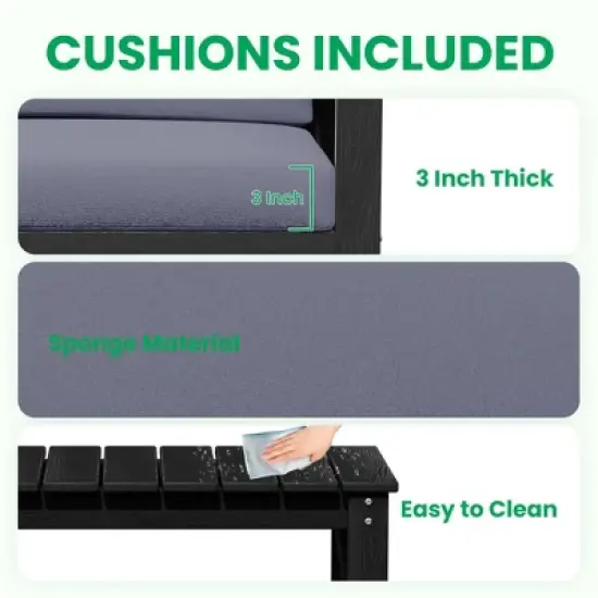 Hyleory HDPE 4-Piece Outdoor Sofa Set with Cushions, Conversation Set Including One Loveseat, Two Accent Chairs and a Coffee Table image {6}