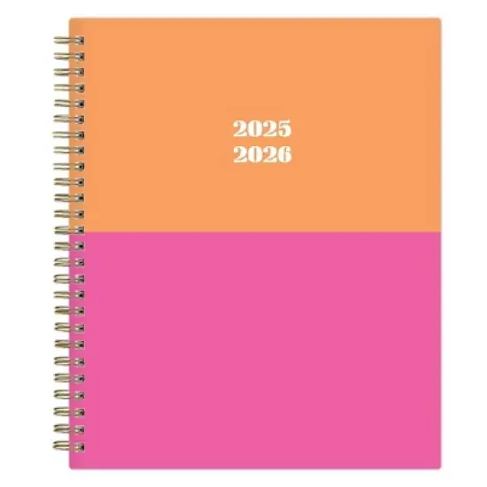 Blue Sky 7"x9" 2025-2026 Weekly/Monthly Wirebound Planner Printed Pink and Orange Block image {11}
