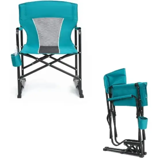 ALEXOUN Outdoor Camping Lounge Chair Portable Folding Chair with Solid,Durable Armrests,Drink Holder & Comfortable,Backrest 250 lbs Capacity image {4}