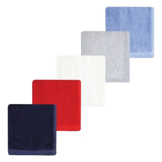 Hudson Baby Infant Boy Rayon from Bamboo Bib, Burp Cloth and Washcloth 10Pk, Red Blue, One Size image {2}