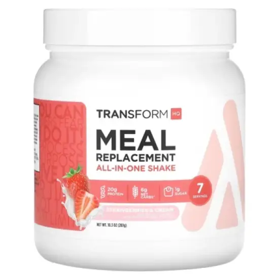 TransformHQ Meal Replacement, All-In-One Shake, Strawberries & Cream, 10.3 oz (287 g) image {4}