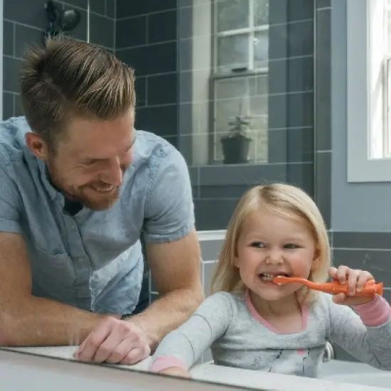 Dr. Brown's Toddler Toothbrush with Soft Bristles - Green & Orange Dinosaur - 2-Pack - 1-4 years - Soft image {10}