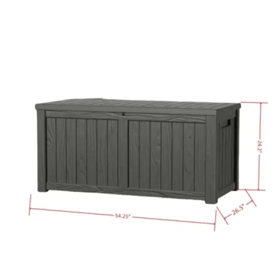 SEVOBAL Deck Boxes 120 Gal Outdoor Storage Deck Box, Small Patio Storage Bin for Garden Tools, Black, 54.25"*26.5"*24.2" image {2}