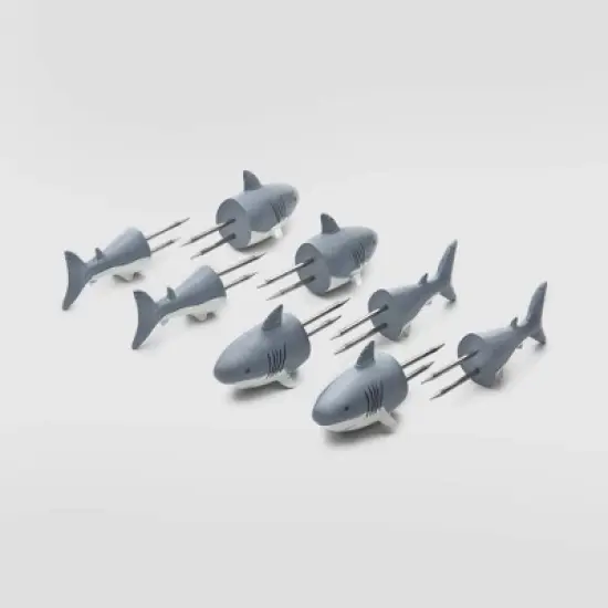8pk Stainless Steel Shark Corn Holders Gray - Outset image {5}