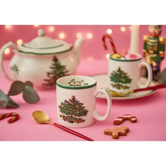 Spode Christmas Tree Mug, 9oz Ceramic Festive Christmas Coffee Mug - Microwave, Oven, Freezer & Dishwasher Safe - Holiday Tea Mug image {8}