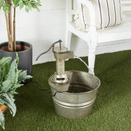 18" x 15" Farmhouse Metal Fountain Gray - Olivia & May image {1}