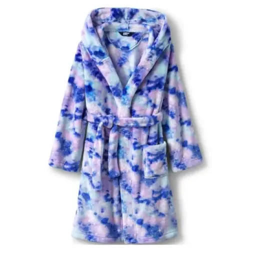 Lands' End Kids Hooded Fleece Solid Robe image {3}