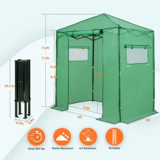EAGLE PEAK 6'x4' Portable Walk-in Greenhouse image {2}