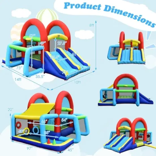 Costway Inflatable Bounce House Kids Bouncy Jumping Castle w/ Dual Slides & 480W Blower image {3}