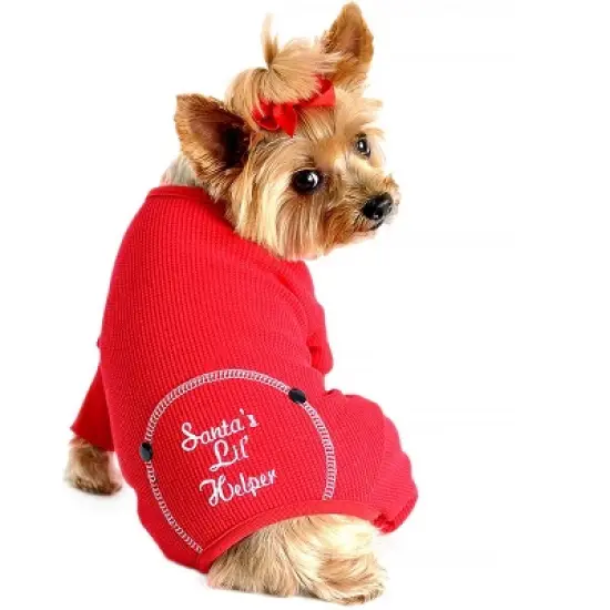 Doggie Design Christmas Santa's Lil' Helper Dog Pajama - Red image {3}