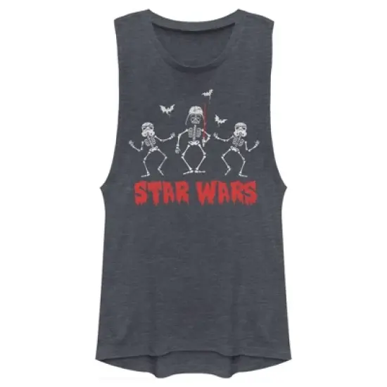 Junior's Star Wars Halloween Vader Skeletons Festival Muscle Tee image {4}