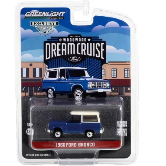 1966 Ford Bronco Blue with White Top "26th Annual Woodward Dream Cruise" (2021) 1/64 Diecast Model Car by Greenlight image {2}