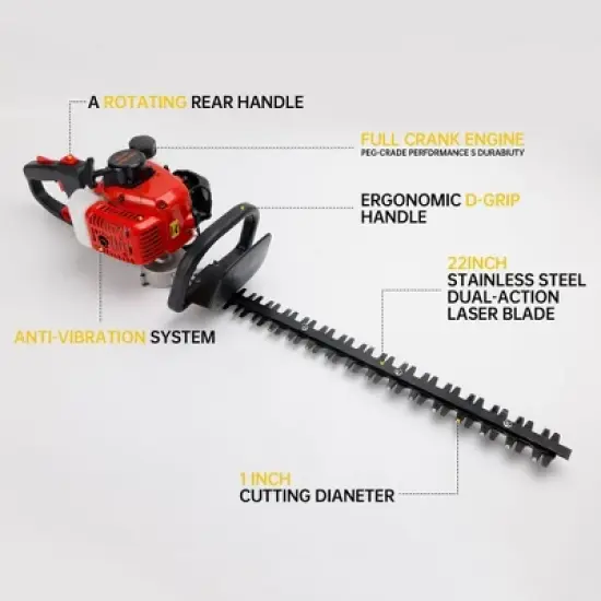 Topteng 24 Inch Gas Hedge Trimmer, Double Sided Blade image {7}