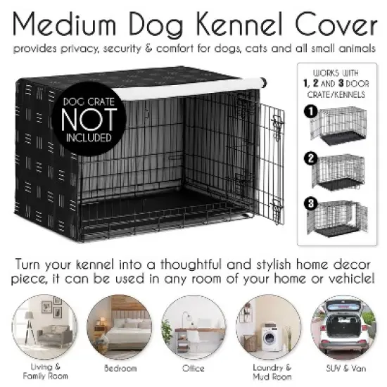 Sweet Jojo Designs Dog Crate Kennel Cover 36in. Boho Hatch Black and White image {3}