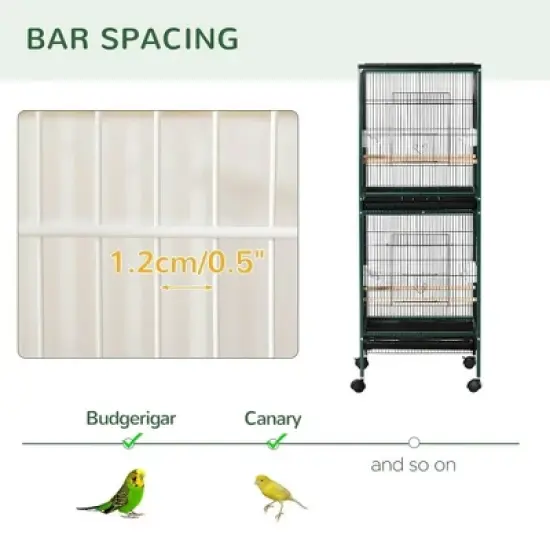 Resenkos Bird Cage, Bird Cages Habitat,Large Bird Cage for Wingspan, Bird Aviary Indoor with Multi-Door Design, Green image {10}