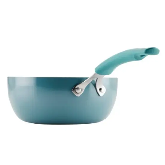 Rachael Ray Cook + Create Aluminum Nonstick Saucier Pan 3qt Agave Blue image {6}