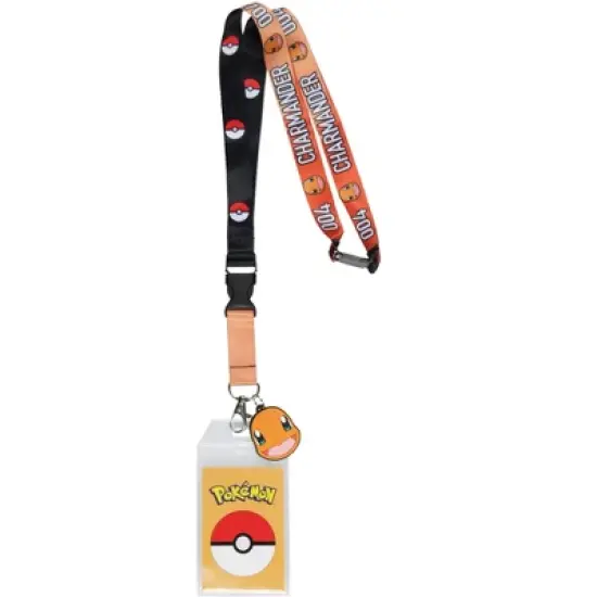 Pokemon Charmander 004 ID Badge Holder Rubber Charm 2-Sided Breakaway Lanyard image {4}