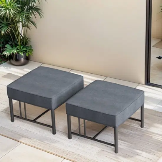 Gymojoy Outdoor 2 Pieces Patio Footstool Multipurpose Ottomans Foot Stool Ottoman image {6}