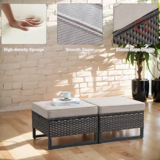 Belord 8PCS Outdoor Patio Furniture Set, All Weather Outdoor Sectional Set with Storage Box, L-Shape Sectional Sofa, Swivel Patio Chair, Coffee Table image {9}