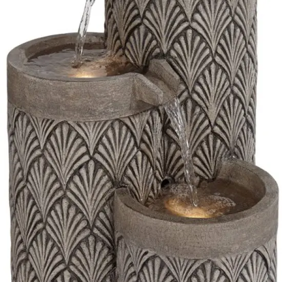 John Timberland Havara Rustic 3-Tier Cascading Columns Outdoor Floor Water Fountain with LED Light 26" for Yard Garden Patio Home Deck image {3}