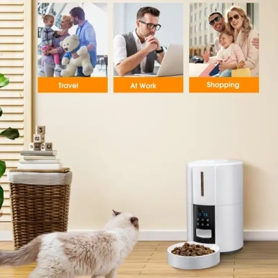 WOPET Automatic Cat Feeder Dry Food Dispenser 5L Timed with Portion Control image {4}