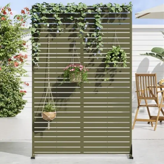 Classic Rectangular Green Galvanized Sheet Screen with Blinds, Outdoor Partition Garden Screen image {5}
