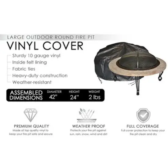 Fire Sense Outdoor Round Fire Pit Vinyl Cover image {2}