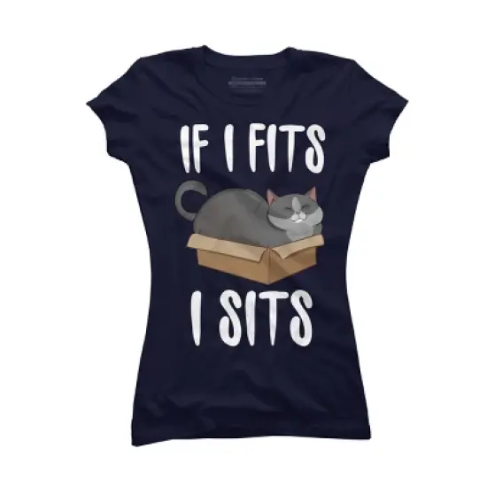 Junior's Design By Humans Cat In A box By Freshoutlook T-Shirt image {4}