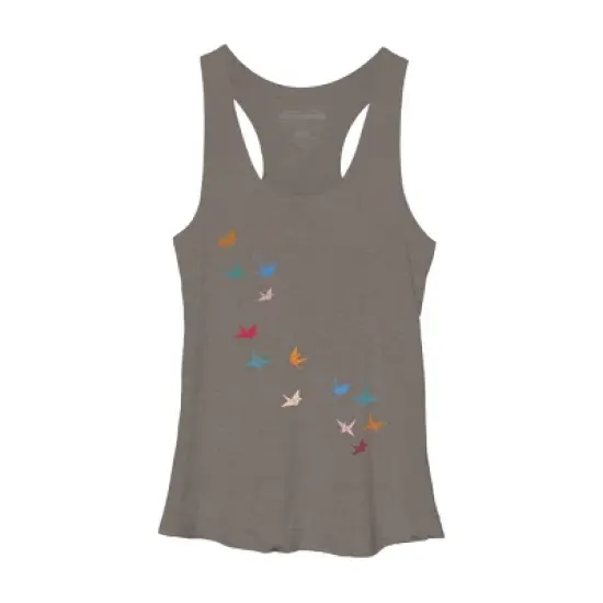 Women's Design By Humans Flying Paper Cranes Birds By Magnussons Racerback Tank Top image {4}