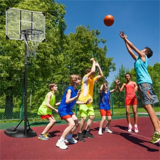 YONWAY Portable Basketball Hoop System Stand Height Adjustable 7.5ft - 9.2ft with 32 Inch Backboard and Wheels for Youth Adults image {7}