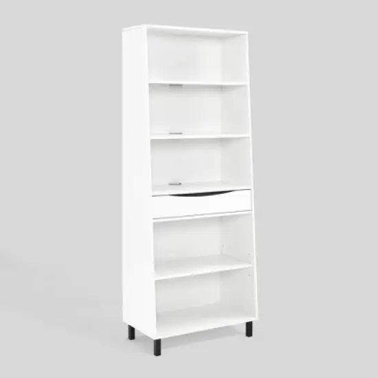 72.5" Mid-Century Modern 1 Drawer Angled Bookshelf - Saracina Home image {12}