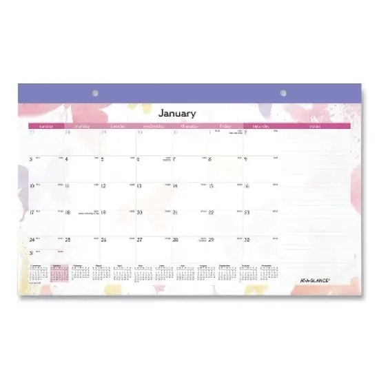 Watercolors Monthly Desk Pad Calendar, Butterfly Artwork, 17.75 x 11, White Sheets, Purple Binding, 12-Month (Jan-Dec): 2026 image {4}