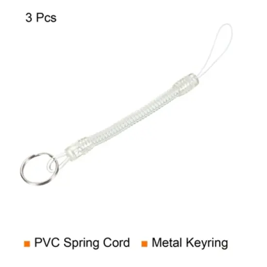 Unique Bargains Plastic Detachable Spiral Spring Coil Strap Keyring Lanyards image {2}