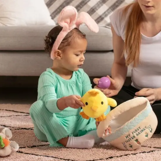 Easter Plush and Teether Baby Playset - Squeaky Bunny, Chicken, Easter Egg, Plush Toys and Silicone Teethers - Perfect Gift for Newborns and Babies image {1}