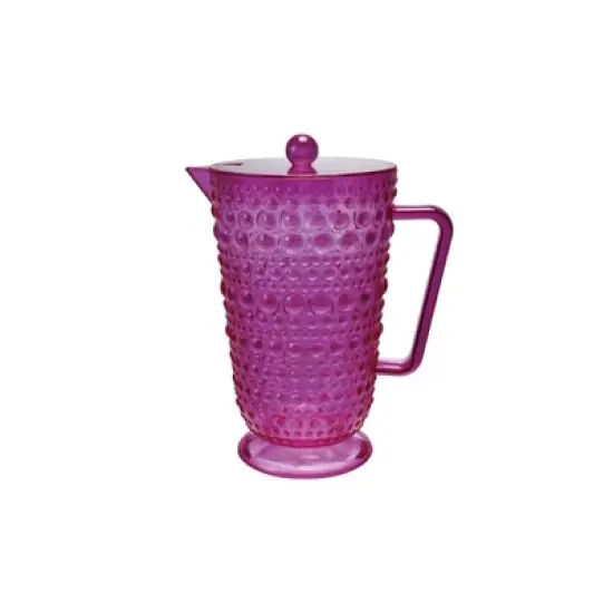 Storied Home 2-Quart Acrylic Footed Pitcher with Lid and Raised Dots, Fuchsia Color image {2}