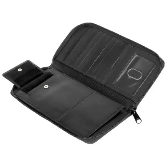 Dopp Regatta RFID Blocking Leather Zipper Passport Organizer - Black image {8}