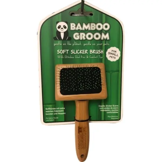 Bamboo Groom Soft Slicker Brush (small) image {1}