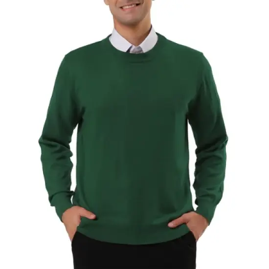 Lars Amadeus Men's Casual Round Neck Long Sleeves Solid Color Knitted Pullover Sweater image {11}