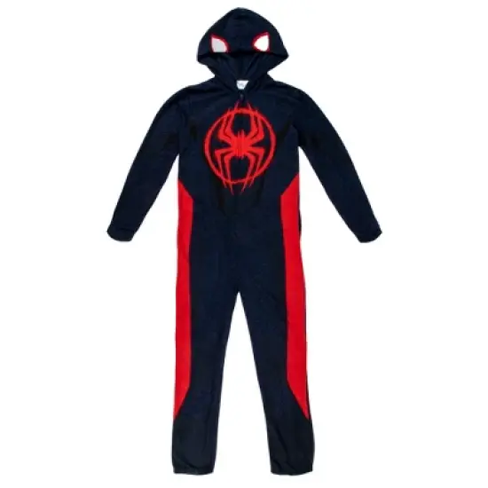 Spider-Man Miles Morales Men's Hooded Union Suit With Leg Hem image {9}