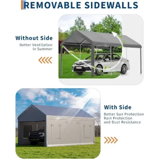 GustoWave 10x20 FT Heavy Duty Carport, Portable Garage for Cars, Boats, Trucks image {2}