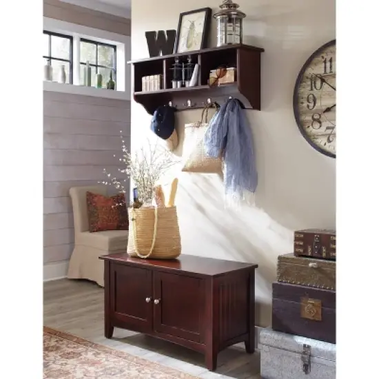 Shaker Cottage Storage Coat Hook with Cabinet Bench Set - Alaterre Furniture image {3}