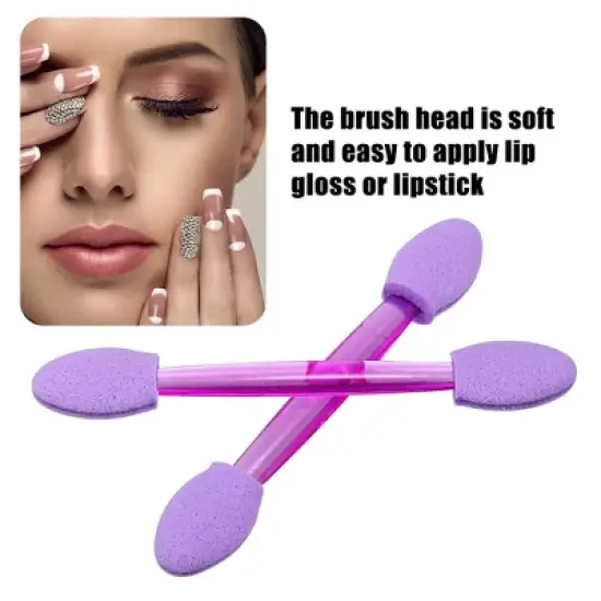 Unique Bargains Short Sponge Dual Sides EyeShadow Makeup Applicators Brushes Purple 25 PCS image {1}
