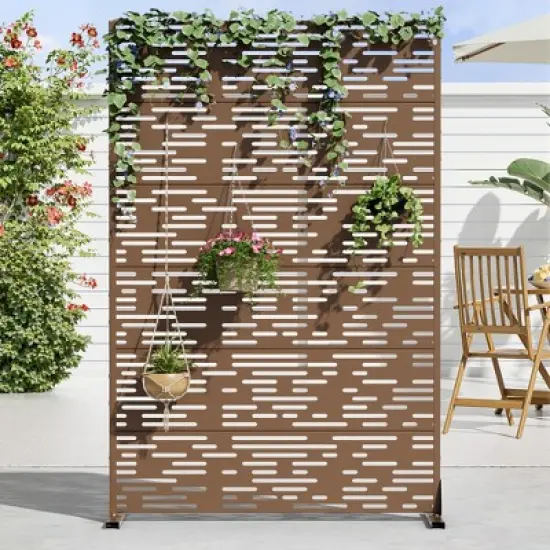 72" H&times;47"W Dovelina Black Metal Planter Box with Trellis Privacy Screen for Patio image {7}