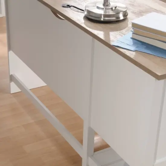 Cottage Road L-Shaped Desk with Oak Finished Top Soft White - Sauder image {6}