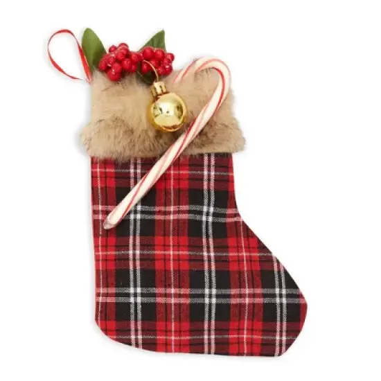 Okuna Outpost 12 Pack Mini Christmas Stockings, Red Buffalo Plaid Holiday Decor (6 x 8 in) image {5}